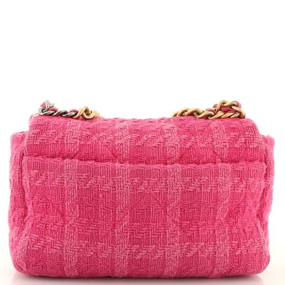 Chanel 19 Flap Bag Quilted Tweed Medium Pink - Picture 4 of 10